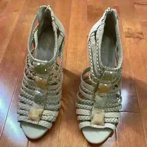 BCBGeneration Nude Snakeskin Pump with Nude/Neutral Gem Detail